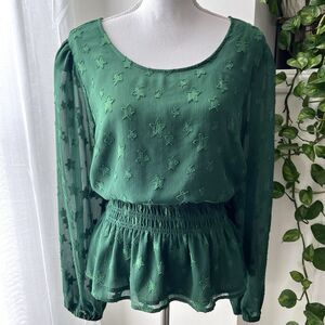 Torrid Green Star Chiffon Peplum Flowy Blouse St Patricks Day ~ Plus Size 3X